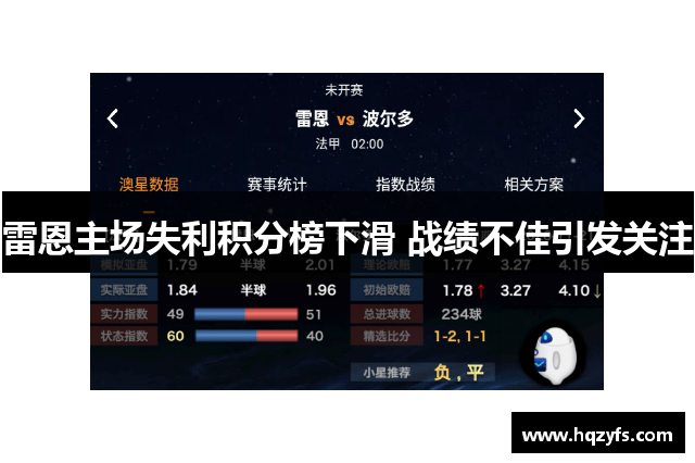 雷恩主场失利积分榜下滑 战绩不佳引发关注