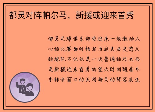 都灵对阵帕尔马，新援或迎来首秀